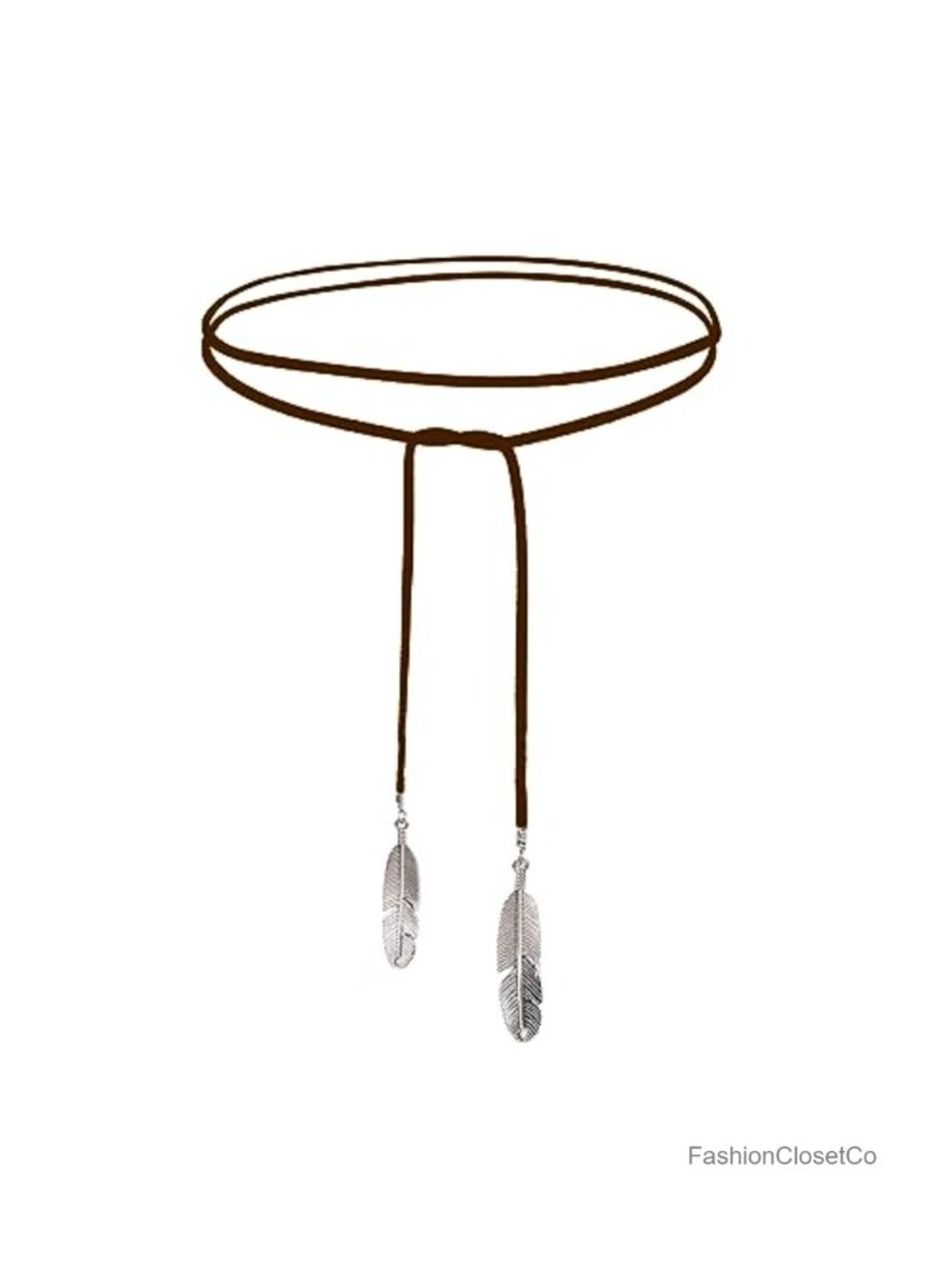 Boho Feather Choker Wrap Necklace Vegan Suede Lariat Gothic